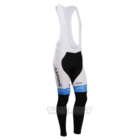 2014 Cycling Jersey Garmin Sharp Light Blue and White Long Sleeve and Bib Tight